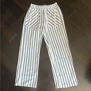 Zara - girls white and navy striped pull on pants